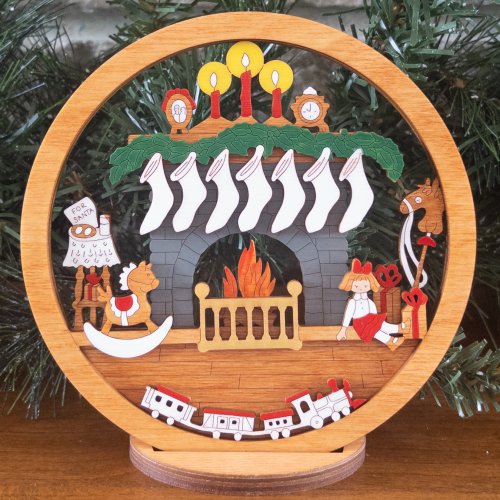 (image for) Small Layered Fireplace 7 Socks With Stand