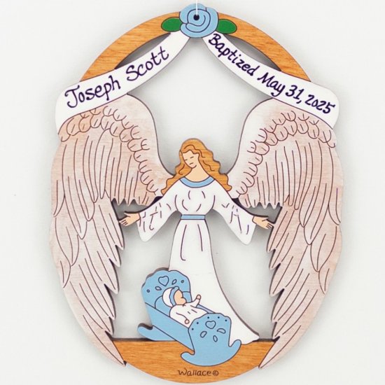 (image for) Baby's Baptism Ornament - Blue
