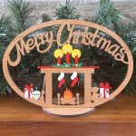 (image for) Large Merry Christmas 2 Socks With Stand