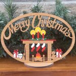 (image for) Large Merry Christmas 3 Socks With Stand