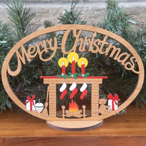 (image for) Large Merry Christmas 3 Socks With Stand