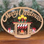 (image for) Large Merry Christmas 4 Socks With Stand