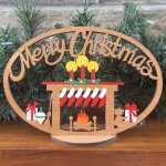 (image for) Large Merry Christmas 6 Socks With Stand