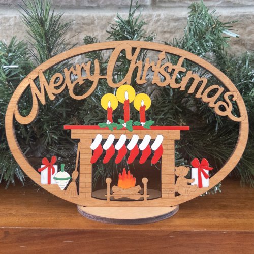 (image for) Large Merry Christmas 6 Socks With Stand