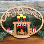 (image for) Small Merry Christmas 4 Socks With Stand