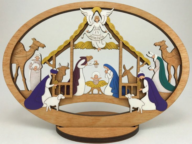 (image for) Medium Layered Alleluia Nativity With Stand