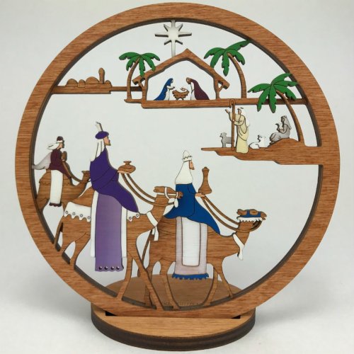 (image for) Small Layered 3 King Nativity With Stand