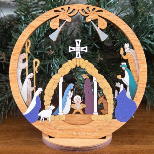 (image for) Small Layered Round Nativity With Stand