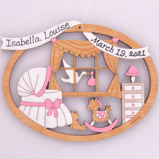 Baby's Room Christmas Ornament - Pink - Click Image to Close
