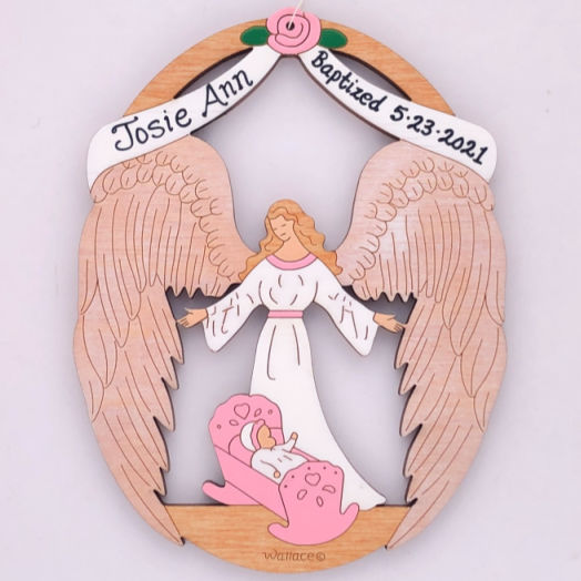 Baby's Baptism Ornament - Pink
