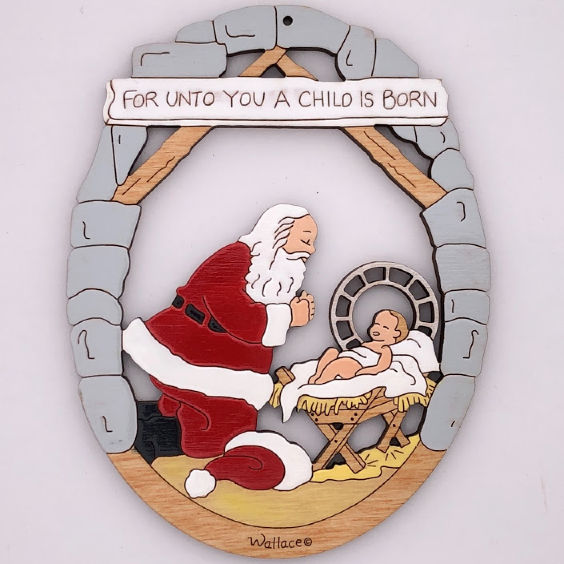 santa and baby jesus ornament